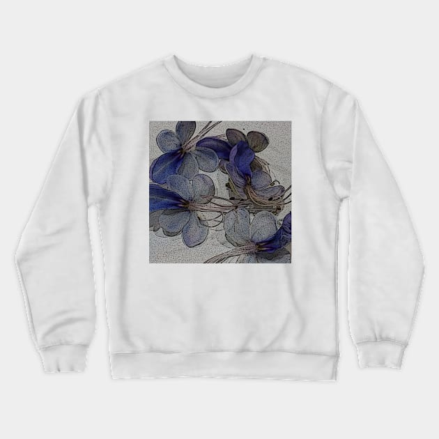 Gray and Blue Botanical Pillows Blue Butterfly Flower Glory Bower Wings Crewneck Sweatshirt by IEatFanBoys